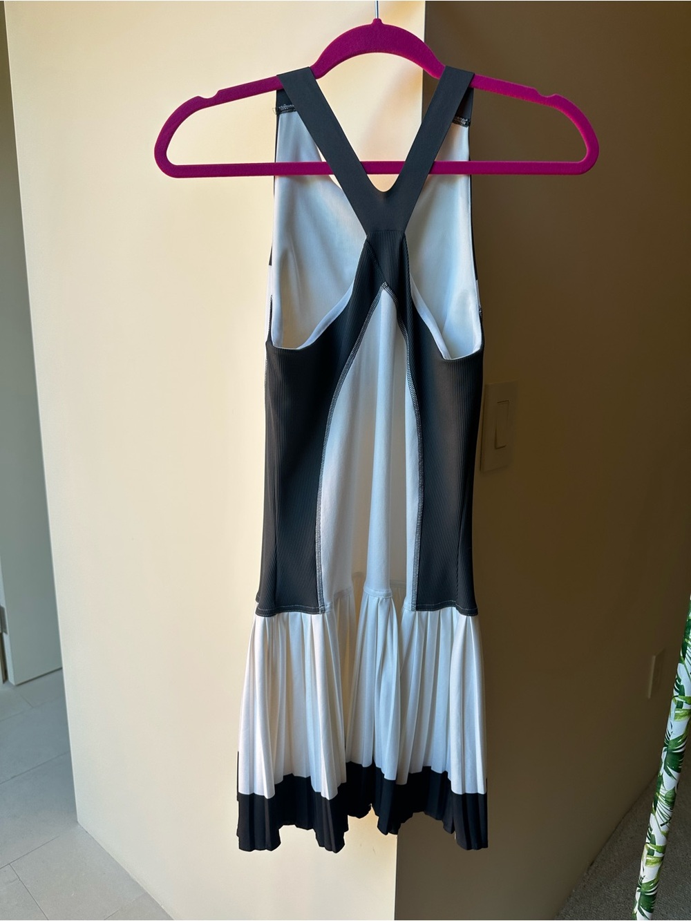 Adidas by Stella McCartney Black & White Tennis Dress with Pleated Hem - Picture 2 of 7